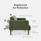mopio 76.4" Futon Sofa Bed, Couch, Loveseat, Sleeper Sofa, Mid Century Modern Futon Couch, Sofa Cama, Couches for Living Room (Olive Green Premium Velvet)