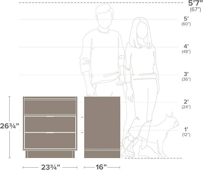 Prepac Simply Modern Nightstand Bedside Table, Natural Oak Nightstand for Bedroom, End Table with 2 Drawers and Open Shelf 23.75" W x 26.75" H x 16" D