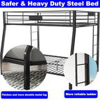 DOONREXS Industrial Style Heavy Duty Metal Queen Bunk Bed, Full XL Over Queen Size with Ladders and Guard Rail, Easy Assembly