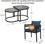 Grand patio 4-Piece Outdoor Conversation Set with 2 Single Chairs and 2 Patio Coffee Tables, Wicker Furniture Set, Peacock Blue