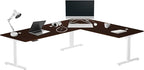 Progressive Desk Stand Up Height Adjustable Standing Desk - L Shaped 85" x 72" Corner Computer Rising Workstation Electric Table - White Frame, Roasted Walnut Top