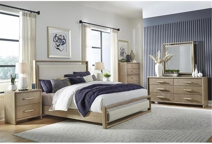 American Woodcrafters Arlington King Upholstered Panel Headboard - Nutmeg