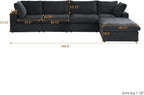 Cloud Couch Modular Sectional Sofa with Storage Ottoman,160.6" L Shaped Couch for Living Room,Down Filled 5 Seater Black Convertible Sectional Sofas,Covers Washable&Replaceable