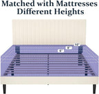 Full Size Platform Bed Frame with Velvet Upholstered Headboard, Full Bed Frame with Strong Wood Slats, Mattress Foundation, Box Spring Optional, Easy Assembly, Beige
