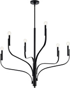 KICHLER Livadia 6-Light Chandelier, Soft Modern-Light in Black, for Foyer, Great Room, or Vaulted Dining or Bedroom (33" x 36.25"), 52673BK