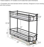 Household Essentials Glidez Multipurpose Paint-Finished Steel Pull-Out/Slide-Out Storage Organizer with Plastic Liners for Under Cabinet Use - 2-Tier Design, Black