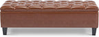 Christopher Knight Home Ottilie Faux Leather Storage Ottoman Bench, Wooden Rectangular Ottoman with Storage, Bedroom End of Bed Foot Stool, Entryway Ottoman Footrest, Living Room Extra Seat, Brown