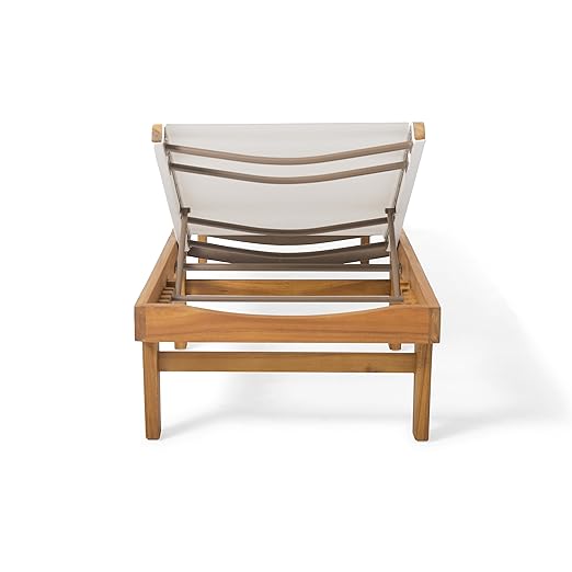 Christopher Knight Home Shiny Outdoor Wood Chaise Lounge (Set of 2), Teak Finish/White Mesh