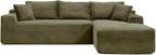 108 Inch Cloud Sectional Couch,Modern Modular Sectional Sofa with Deep Seat,Corduroy Boneless Couches with L-Shape Chaise for Living Room,No Assembly Required (Green, Right Facing Chaise)