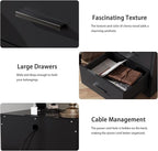 LIDYUK Black Dresser for Bedroom, 3 Drawer Dressers & Chest of Drawers, Modern Wood Dresser with Charging Station, End Table Nightstand Bedside Table for Bedroom, Living Room