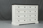 Farmhouse 6 Drawer Dresser for Bedroom, 54" Wide Wood Dresser with Natural Texture, Rustic Chest of Drawers for Bedroom with Vintage Metal Hands, for Living Room, Hallway, Cherry