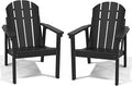Adirondack Chair Set of 2, All Weather HDPE Fire Pit Chairs, Oversized Plastic Adirondack Chair for Outdoor, Balcony, Deck, Backyard, Patio, Garden, Poolside, Lawn Black