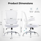Office Chair,Ergonomic Mesh Desk Chair with Adjustable Lumbar Support,Computer Chair with Flip-up Armrests, Rolling Executive Chairs, Home Office Chair(White)