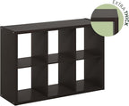 Furinno CUBICLE Book Shelf, 6-Cube Thick Frame Bookshelf, Horizontally & Vertically Reversible Bookcase with Open Back, 14.6 x 43.8 x 30, for Living Room, Bedroom, Home Office, Black Dark Oak