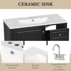 36 Inch Bathroom Vanity with Sink Set, Undermount Vanity Sink Cabinet with 3 Drawers and Door Storage, Soft Closing Door, Wood Frame, Black