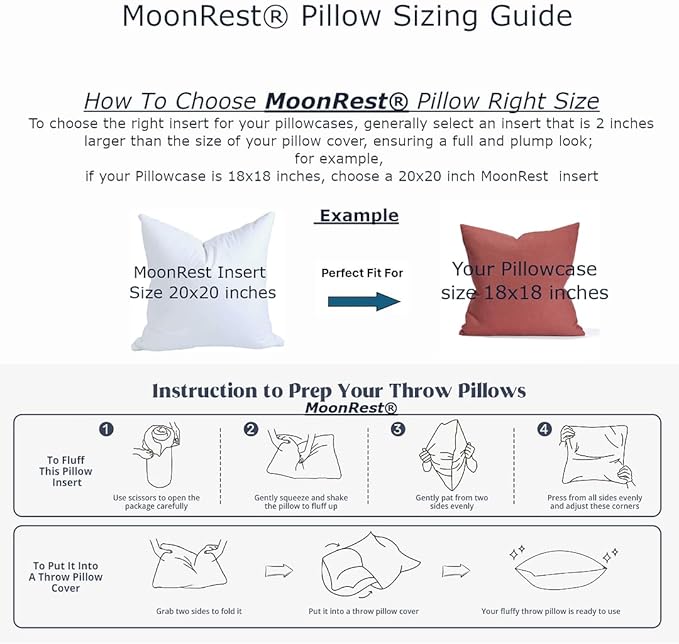 MoonRest® Synthetic Down Alternative 16x28 Lumbar Pillow Insert Form, for Decorative Throw Pillow, Sofa, Cushions, Body and Bed - Pack of 2- Size 16” X 28”