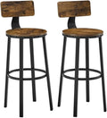VASAGLE Bar Stools Set of 2, Bar Height Stools, 28.9 Inches Counter Barstools Chairs with Back for Dining Kitchen Island, Steel Frame, Industrial Style, Easy Assembly, Rustic Brown and Ink Black