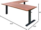 Stand Up Desk Store Crank Adjustable Height L-Shaped Standing Desk with Steel Frame (Black Frame/Teak Top, 72" Wide)