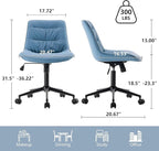 Kidol & Shellder Faux Leather Office Chair, Adjustable Swivel Height Task Chair, Rolling Wheels & Soft Backrest - Armless Ergonomic Desk Chair for Home, Office,Vanity,Gaming（Blue）