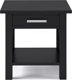 SIMPLIHOME Kitchener SOLID WOOD 21 inch Wide Square Contemporary End Table in Black for the Living Room and Bedroom