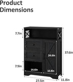 Fameill Farmhouse Storage Cabinet with 2 Drawers & Shelves,Freestanding Kitchen Cabinet with Doors,Floor Storage Organization for Living Room,Bathroom,Laundry,Black