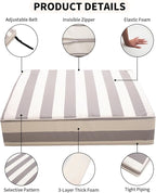 Outdoor Seat Cushions Set for Patio Furniture Thick Patio Cushion Set Weather-Resistant Cushions 23.6" W x 23.6" D x 5” T,Grey Stripes
