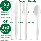 100% Compostable No Plastic Utensils - Heavy Duty Eco-Friendly Flatware for Lounge, Party, Wedding, BBQ, Picnic, Camping [Utensils Set, 360 Count]