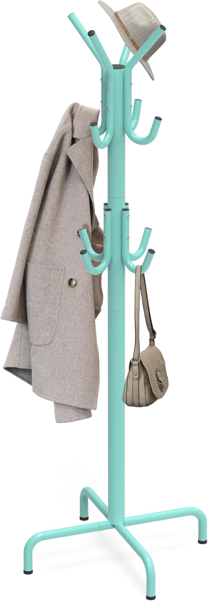Simple Houseware Standing Coat and Hat Hanger Organizer Rack, 12 Hooks, Turquoise
