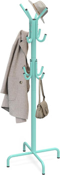 Simple Houseware Standing Coat and Hat Hanger Organizer Rack, 12 Hooks, Turquoise