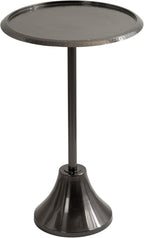 Kate and Laurel Sanzo Modern Pedestal Side Table; 15 x 15 x 24; Gray Gunmetal; Decorative End Table with Hammered Tabletop for Use as a Bedroom Nightstand or Living Room Accent Table