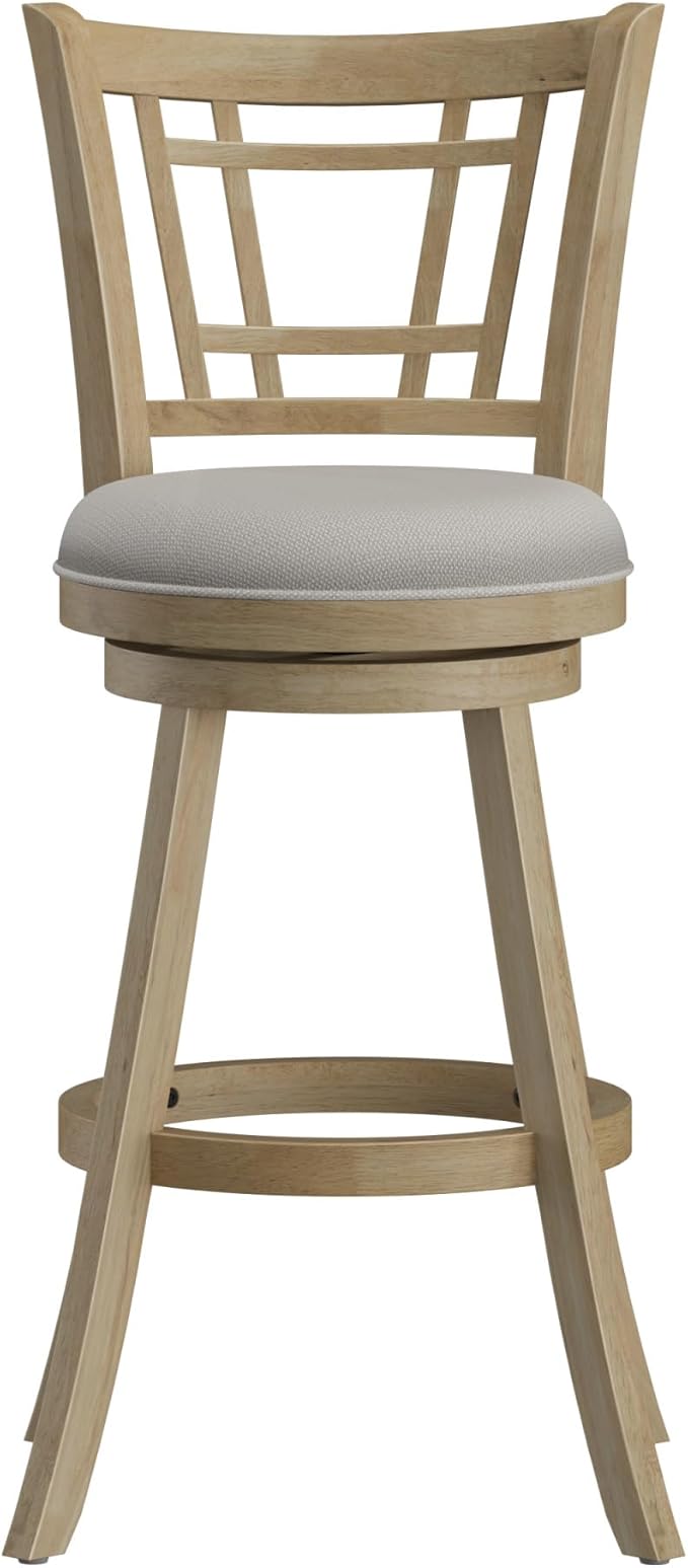 Hillsdale Fairfox Swivel Stool with Rectangular Lattice Back, Natural