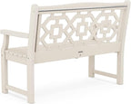 Martha Stewart by POLYWOOD Chinoiserie 48" Outdoor Bench for Patio, Porch & Backyard, Sand - Durable All-Weather HDPE Garden Seat with Back Support - Classic 2 Person Seating, Made in The USA