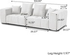 JACH 2 Seater Sofas Sectional Couches, Modern Love Seat Office Couch, Loveseat Modular Couch, Cozy Sleeper Sofa for Apartment, Bedroom, Living Room (Linen Fabric, White)