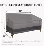 Easy-Going Waterproof Outdoor Loveseat, Heavy Duty Deep 2-Seater Patio Couch, Windproof Furniture Cover with Air Vent (58Wx40Dx31H inch, Gray/Dark Gray)