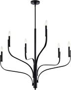 KICHLER Livadia 6-Light Chandelier, Soft Modern-Light in Black, for Foyer, Great Room, or Vaulted Dining or Bedroom (33" x 36.25"), 52673BK