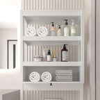 Over The Toilet Storage Cabinet, 3-Tier Bathroom Organizer with Rattan Door, Wooden Space Saver for Restroom, Bathroom, Laundry