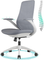 Ergonomic Office Chair, High Back Mesh Desk Chair with Lumbar Support, 360° Swivel & Slide-Adjustable Arms, Tilt Lock and Recline, Breathable Task Chair for Home Office & Gaming (Grey)