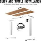 Veken 47.2 Inch Electric Standing Desk, Height Adjustable Sit Stand Up, Wood Desktop, Work Home Office Computer PC Desks, Gaming Writing Study Bedroom Rising Table, Nature