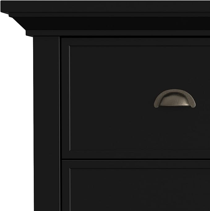 SIMPLIHOME Redmond SOLID WOOD 39 inch Wide Transitional Medium Storage Cabinet in Black for the Living Room, Entryway and Family Room