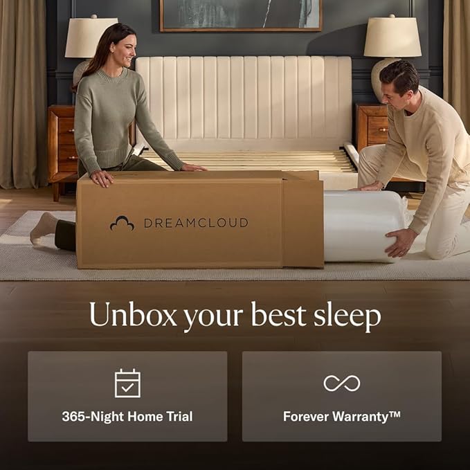 DreamCloud Luxe 14" Full Mattress - Luxury Hybrid Gel Memory Foam - 365 Night Trial - Fiberglass Free - Forever Warranty - Mattress in a Box - CertiPUR-US Certified
