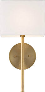 Possini Euro Design Favreau Modern Wall Sconce Lighting Warm Brass Gold Hardwired 16 1/4" High Fixture Rectangular Linen Shade for Bedroom Bedside Living Room Home Hallway Dining Kitchen