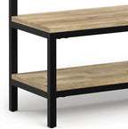 SIMPLIHOME Westmont Hall Tree Bench - 40 inch Wide Solid Mango Wood Entryway Seat in Natural, Industrial Bench for Entryway or Hallway with Metal Frame, Coat Hooks and Open Shelf