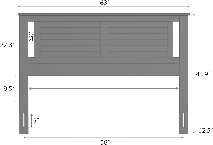 Serene Poplar Wood Queen Size Headboard in White, Modern Farmhouse Panel with Horizontal Scoring, Casual Coastal Style, Easy Assembly, Quality Materials