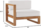 Modway EEI-4256-NAT-WHI-SET Upland Patio Teak Wood 2-Piece Sectional Sofa Loveseat, Natural White