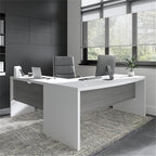Bush Furniture L Shape Desk with Wire Management | Echo Collection Corner Bow Front Table for Home Office with Quick-to-Assemble Hardware | 72Wx77Lx30H