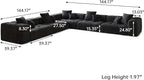 JACH V-Shaped Modular Sectional Sofas for Living Room, Modern Cloud Couch, Mid Century Modern Modular Sofa, Cozy Sleeper Sofa for Living Room (Linen Fabric, Black)