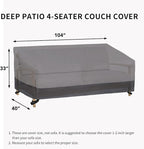 Easy-Going Waterproof Outdoor Couch Cover, Heavy Patio Furniture Sofa Cover Windproof Durable (104Wx40Dx33H inch,Gray/Dark Gray)
