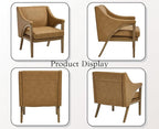EALSON Modern Accent Chairs Set of 2 Comfy Leather Living Room Chairs with Wooden Frame and Armrest Mid Century Upholstered Reading Lounge Armchairs for Living Room/Bedroom/Reading/Balcony, Brown