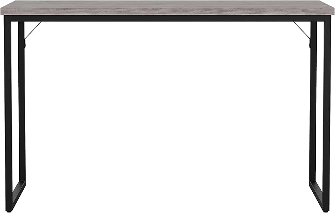 Martha Stewart Noah Home Office Parsons Desk in Gray Wood Grain with Oil Rubbed Bronze Metal Frame