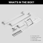 Lava Odoro 5-Piece Bathroom Hardware Accessories Set Brushed Nickel, Bathroom Towel Bar Holder Sets Wall Mounted Stainless Steel, 23.6-Inch
